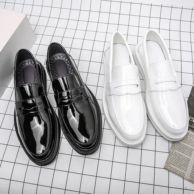 Men shoes shiny black shiny white shoe men Pu leather size 38 45