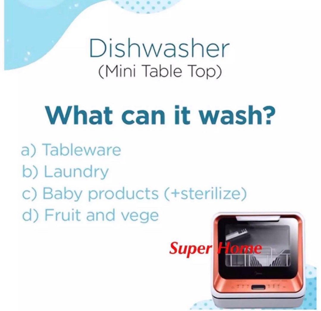 Midea Counter Top Dishwasher MDW2601, TV & Home Appliances, Other Home