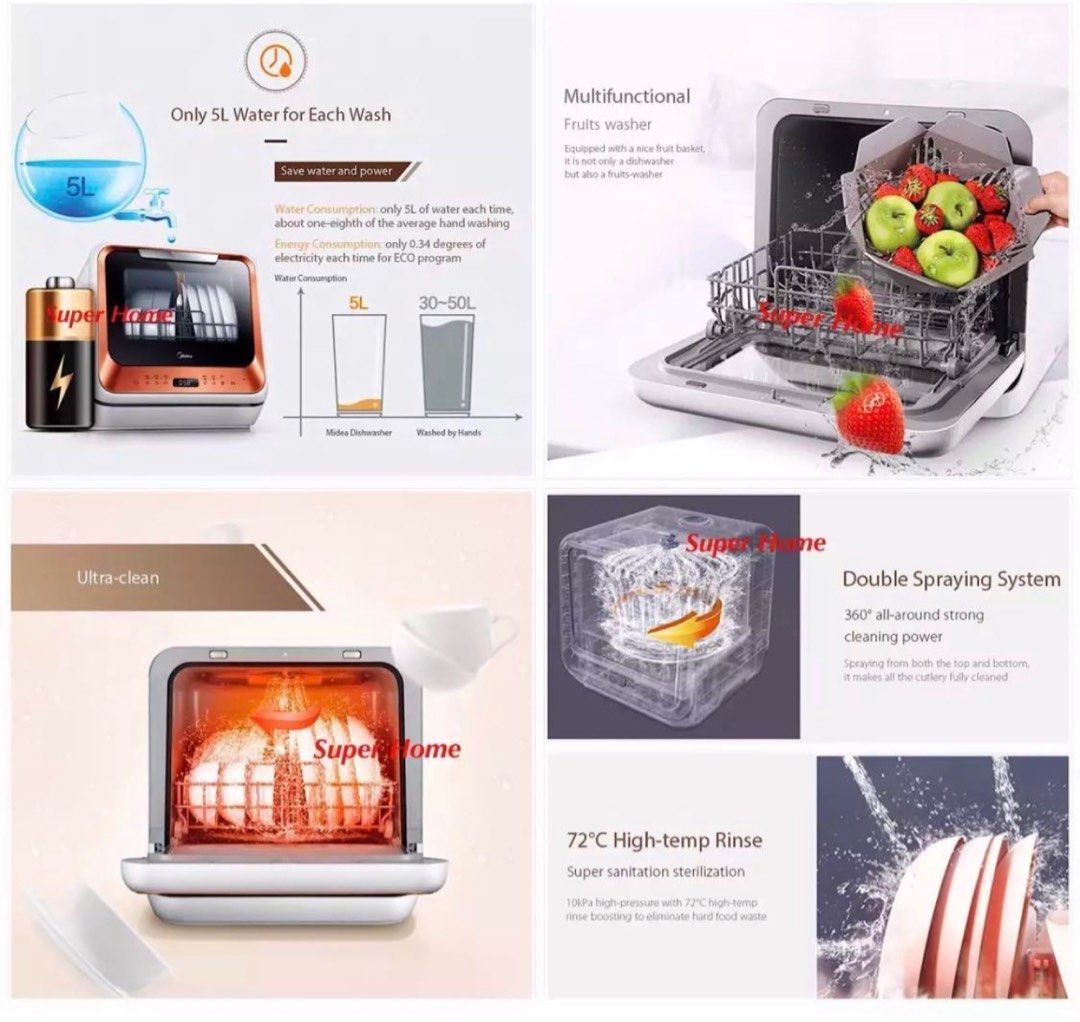 Midea Counter Top Dishwasher MDW2601, TV & Home Appliances, Other Home