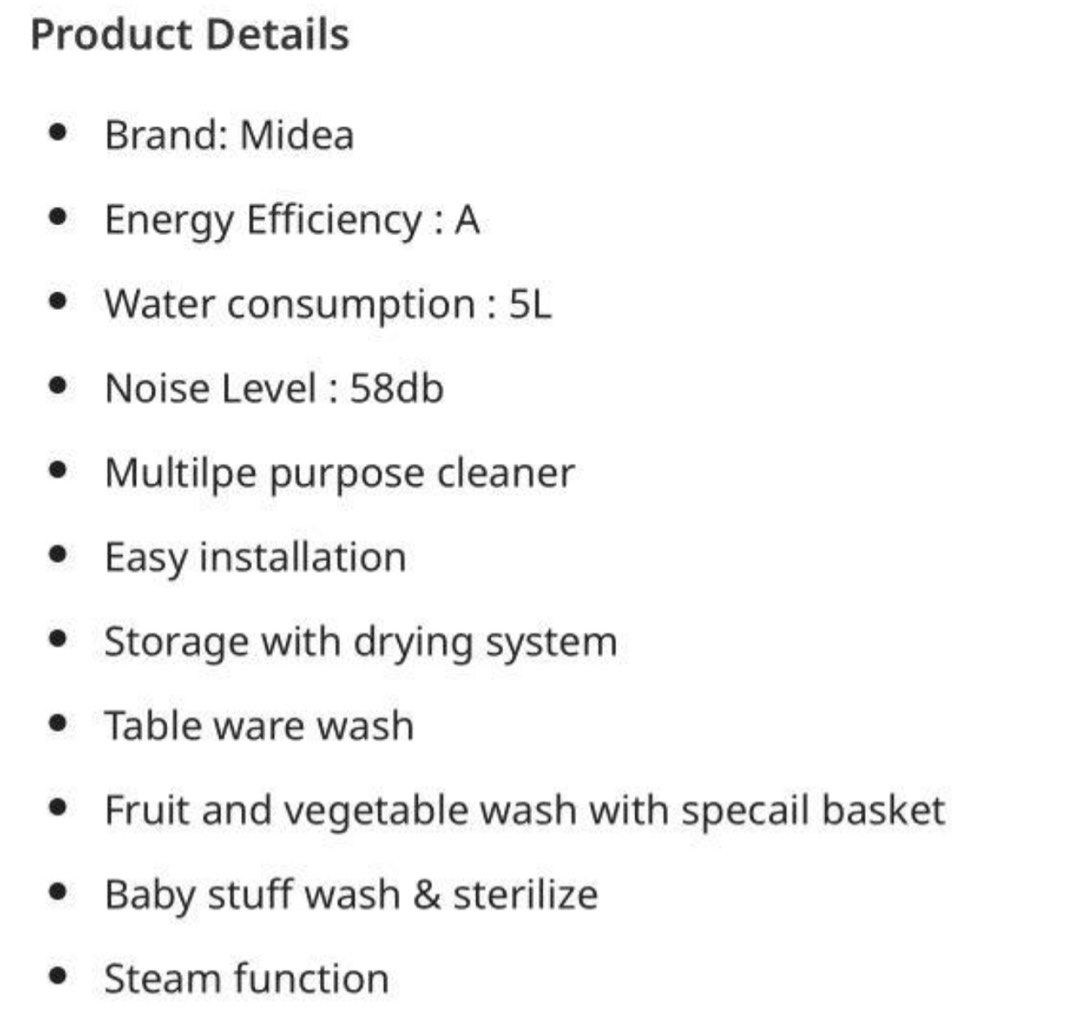 Midea Counter Top Dishwasher MDW2601, TV & Home Appliances, Other Home