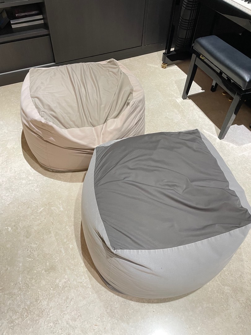 Muji bean bags (2), Furniture & Home Living, Furniture, Chairs on Carousell