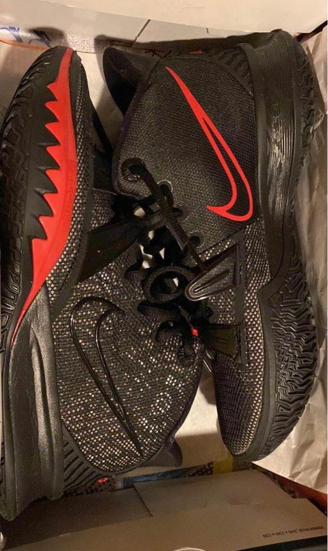 Kyrie black on sale and red shoes