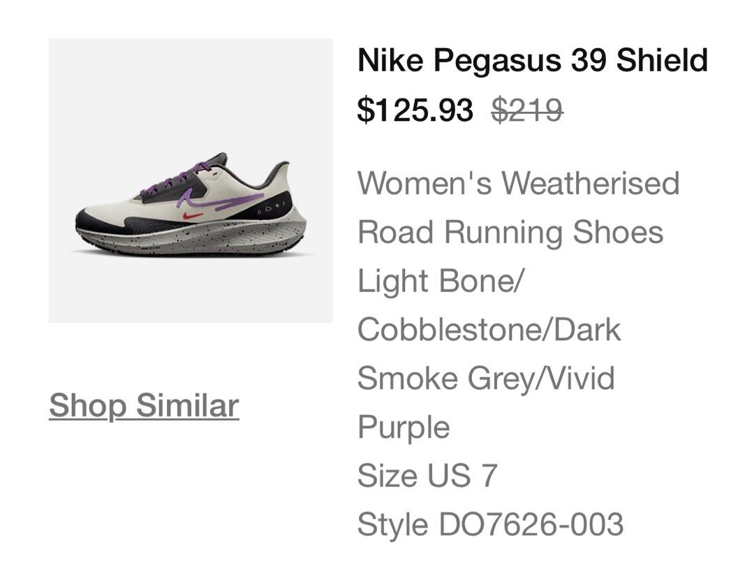 Repriced Selling low Nike Pegasus 39 Shield Women s Fashion Footwear Sneakers on Carousell