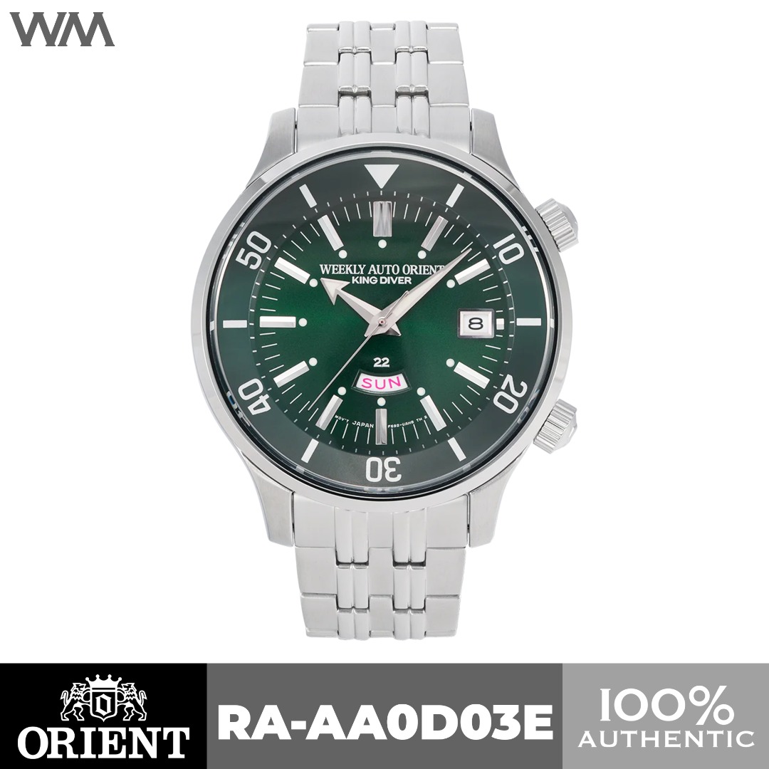 Orient 1965 Weekly Auto King Diver Green Dial Revival Stainless Steel