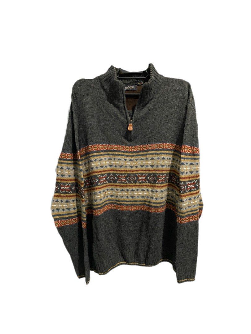 RIGGINS Rare Unisex Quarter Zip Cottage Core Bohemian Retro 
