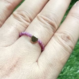 💥 SALE ‼️✨RUBY RING with Pyrite Heart Shape Charm
