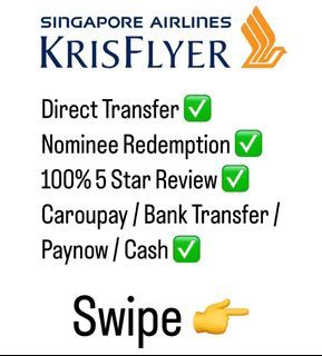 ‼️SALE ‼️Direct Transfer & Nominee Redemption - Singapore Airlines Krisflyer SQ Miles & Airline Tickets of SUITE / FIRST / BUSINESS / ECONOMY CLASS 