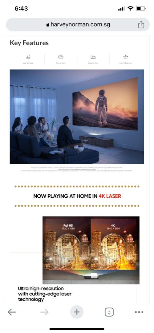 Samsung LSP7T Premiere Smart 4K UHD Ultra-Short Throw Laser Projector ...