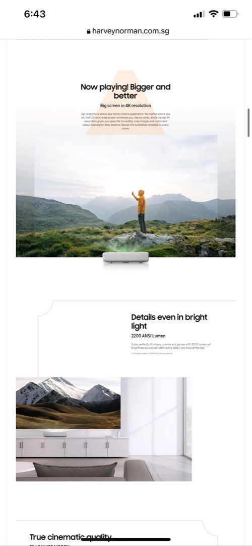 Samsung LSP7T Premiere Smart 4K UHD Ultra-Short Throw Laser Projector ...