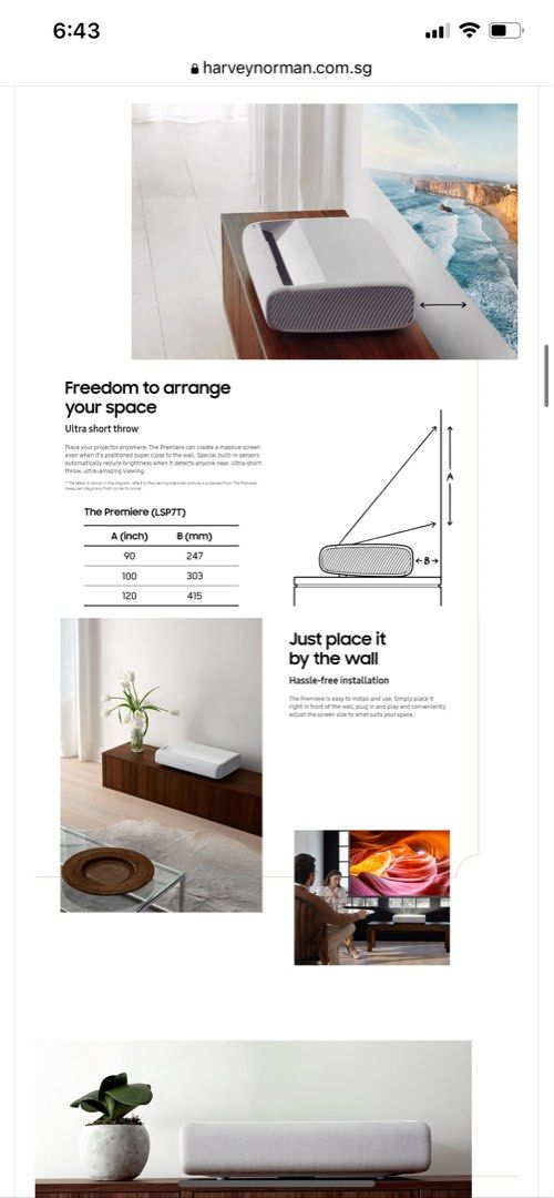Samsung LSP7T Premiere Smart 4K UHD Ultra-Short Throw Laser Projector ...