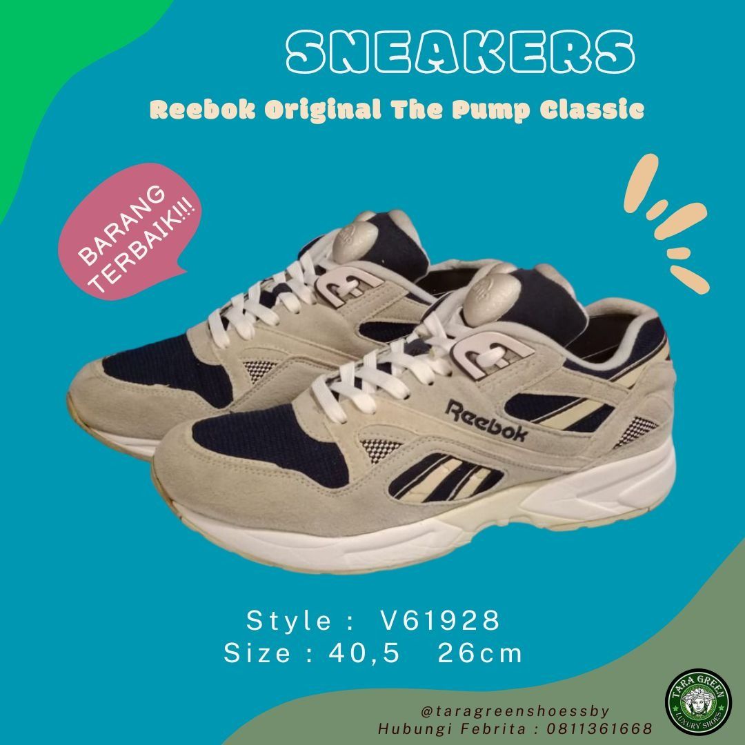 Sepatu Reebok Original The Pump Classic V61928 Grey Size 40 5 Fesyen Pria Sepatu Sneakers di Carousell