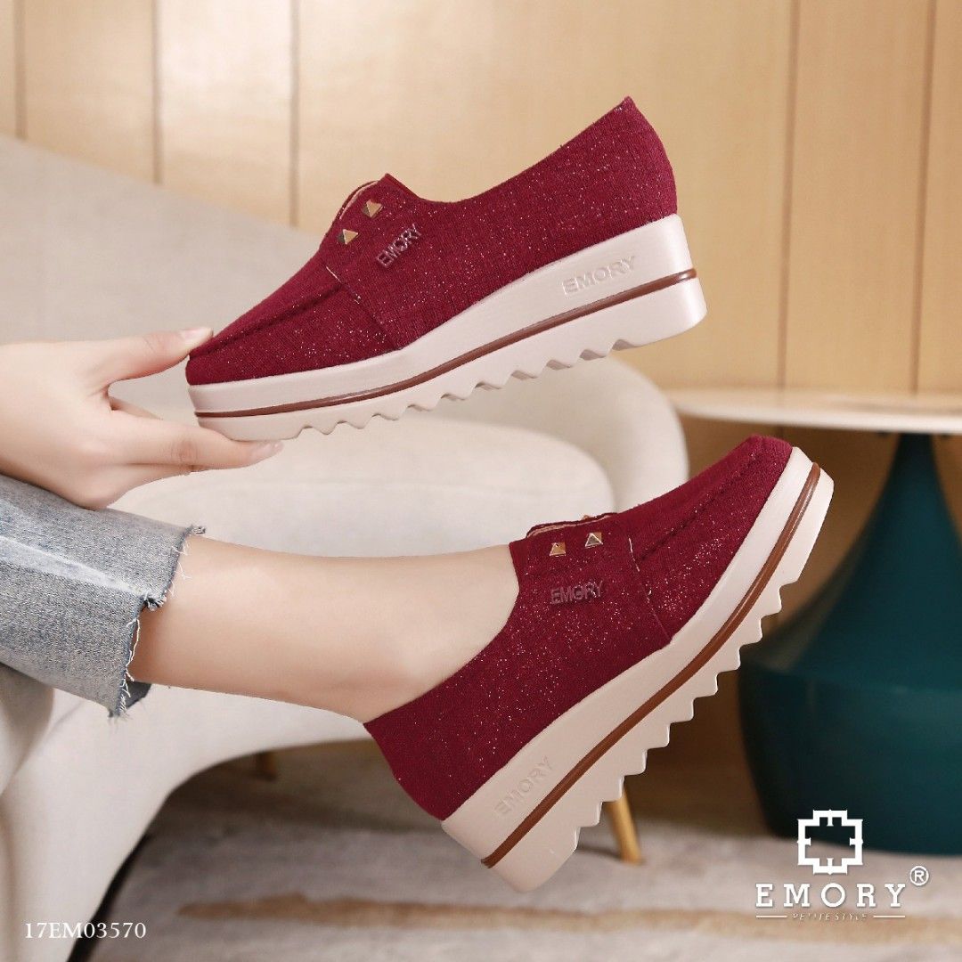 Sepatu Wanita Emory wedges merah maroon