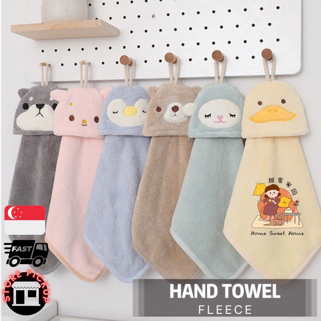 Cute Kitty Hand Towel Kitchen Hanging Bath Towels Microfiber Coral Fleece  Hand Towel with Convenient Hanging Loop Ultra Absorbent Fast Drying
