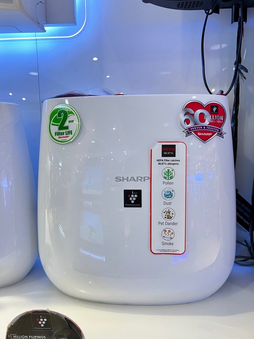 Sharp FP-J30e (Category: Air Purifiers & Dehumidifiers) located in Manila. Submitted by almnantnr (Listing ID 1228423443, Image 3). Description: Sharp Air Purifier FP-J30E (23)sqm - 5,100 Key Features 23 sq.m . 7000 High Density Plasmacluster Ion generator with Mircon- mesh prefilter HEPA filter HAZE mode and sleep mode. Filter replacement indicator 1year warranty Parts and Services with 7 days replacement. WE offer Delivery around Metro Manila W