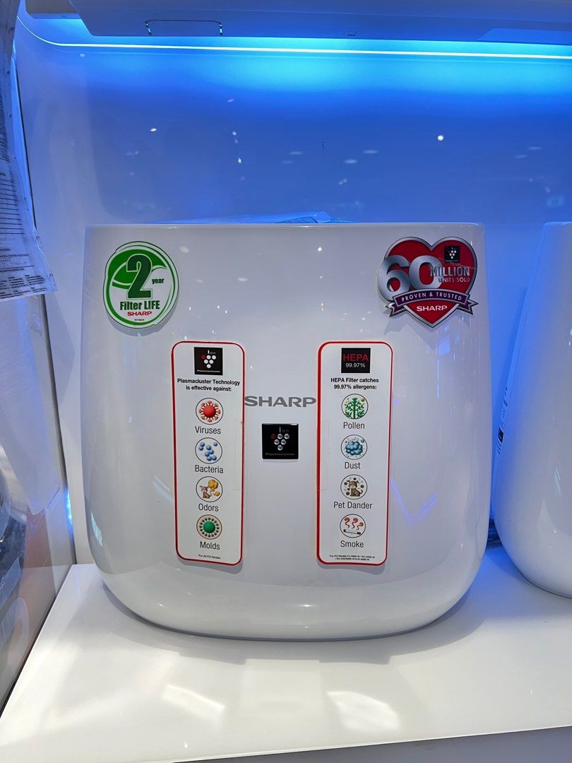 Sharp FP-J30e (Category: Air Purifiers & Dehumidifiers) located in Manila. Submitted by almnantnr (Listing ID 1228423443, Image 2). Description: Sharp Air Purifier FP-J30E (23)sqm - 5,100 Key Features 23 sq.m . 7000 High Density Plasmacluster Ion generator with Mircon- mesh prefilter HEPA filter HAZE mode and sleep mode. Filter replacement indicator 1year warranty Parts and Services with 7 days replacement. WE offer Delivery around Metro Manila W