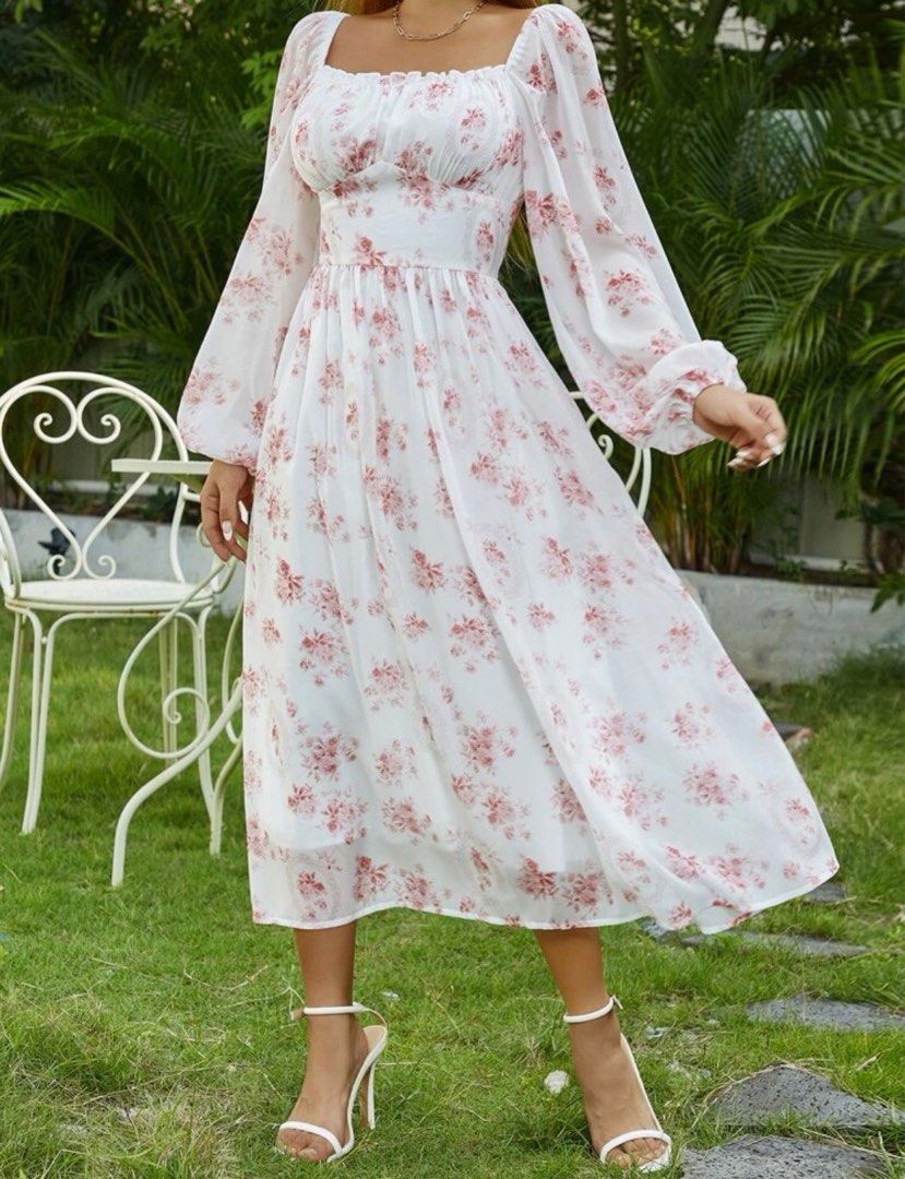 Shein maxi dress long sleeve sales