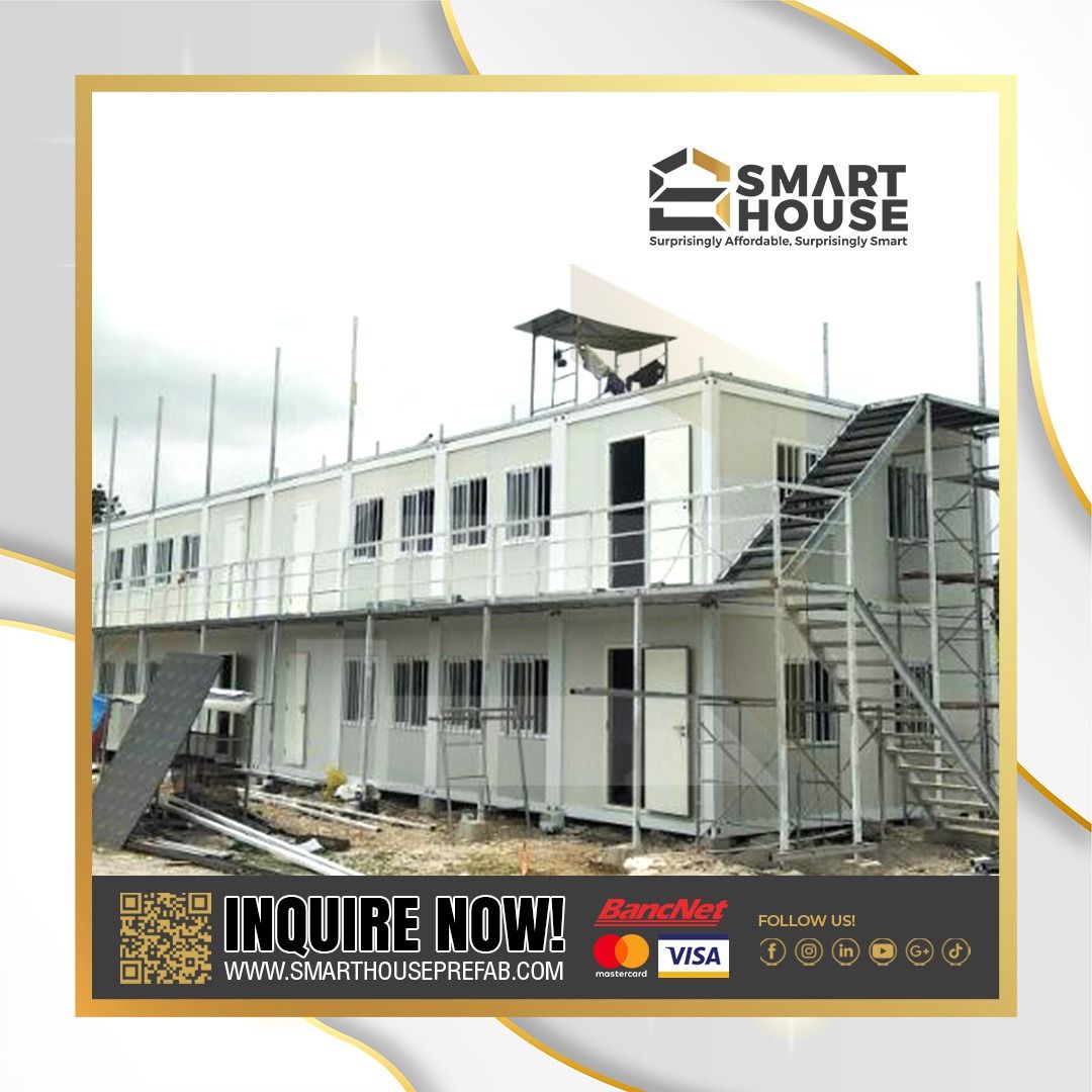 SMARTHOUSE PREFAB CONTAINER HOUSES (Category: Construction & Building Materials) located in Quezon City. Submitted by Smarthouseph (Listing ID 1228445241, Image 1). Description: SMARTHOUSE Prefab Container House! 📌Guaranteed the BEST in Quality 💯Leak resistant with built-in gutter and downspout 🚚 FREE DELIVERY in select areas NATIONWIDE ✍🏻OPTIONS available ❗️170K -LOW COST TYPE (same quality available in the market) ❗️195K -LUXURY TYPE (Exclu