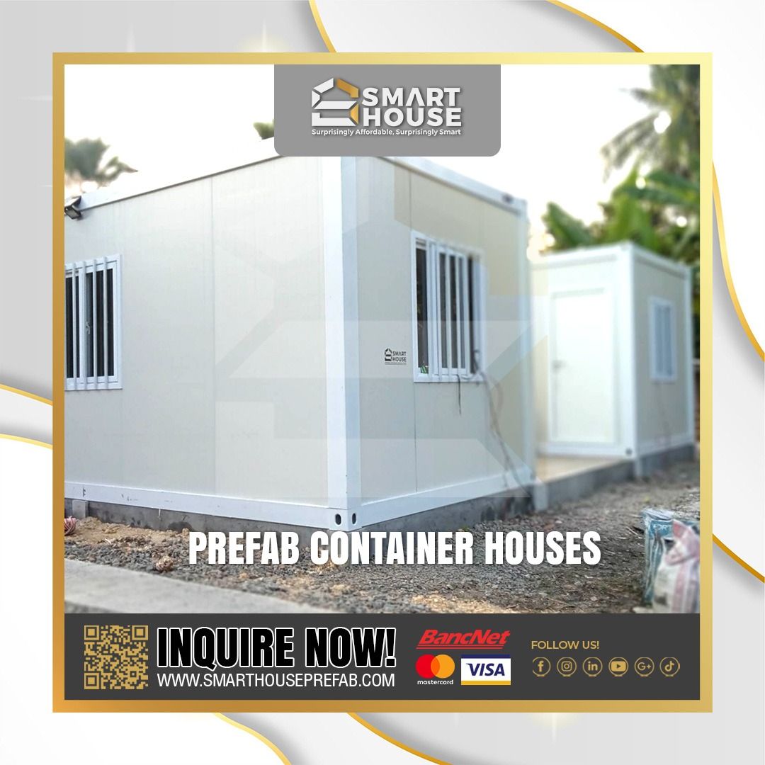 SMARTHOUSE PREFAB CONTAINER HOUSES (Category: Construction & Building Materials) located in Quezon City. Submitted by Smarthouseph (Listing ID 1228445241, Image 3). Description: SMARTHOUSE Prefab Container House! 📌Guaranteed the BEST in Quality 💯Leak resistant with built-in gutter and downspout 🚚 FREE DELIVERY in select areas NATIONWIDE ✍🏻OPTIONS available ❗️170K -LOW COST TYPE (same quality available in the market) ❗️195K -LUXURY TYPE (Exclu