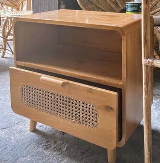 Solid Wood Solihiya Side Table Cabinet Hardwood Side Table