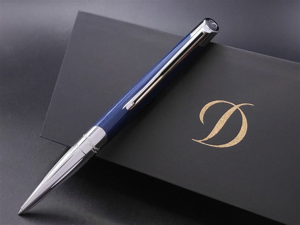法國S.T. Dupont Défi Millennium 系列– 亮藍銀夾原子筆(405736)可刻字 