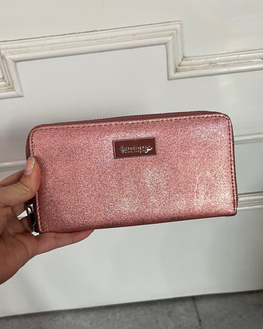 STRADIVARIUS Long Pink Glitter Wallet, Fesyen Wanita, Tas & Dompet di