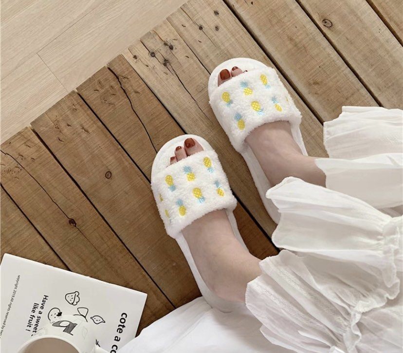 Summer Cute Fruits Strawberry u0026 Pineapple Bedroom Slippers Slides White  (Free Delivery), Women's Fashion, Footwear, Flipflops and Slides on  Carousell
