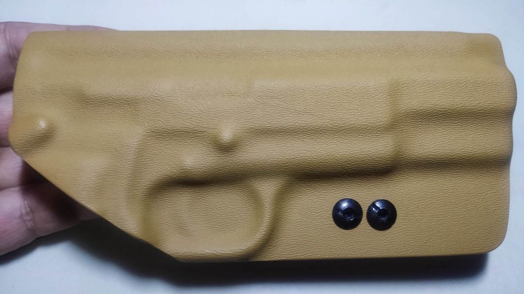 Browning Hi-Power TAN KYDEX Appendix Carry Holster (Category: Other Sports Equipment and Supplies) located in Davao. Submitted by stealthmasterscollection (Listing ID 1228525904, Image 1). Description: TAN KYDEX Appendix Carry Holster TAN KYDEX Appendix Carry L\R Pull Holster - No printing. - Low drag. The mold used is a Browning Hi-Power This is specific only for a Browning Hi-Power. For concealed appendix carry. Screws can be transferred to the