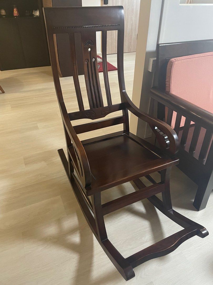 Teak Wood Rocking Chair, Furniture & Home Living, Furniture, Chairs on