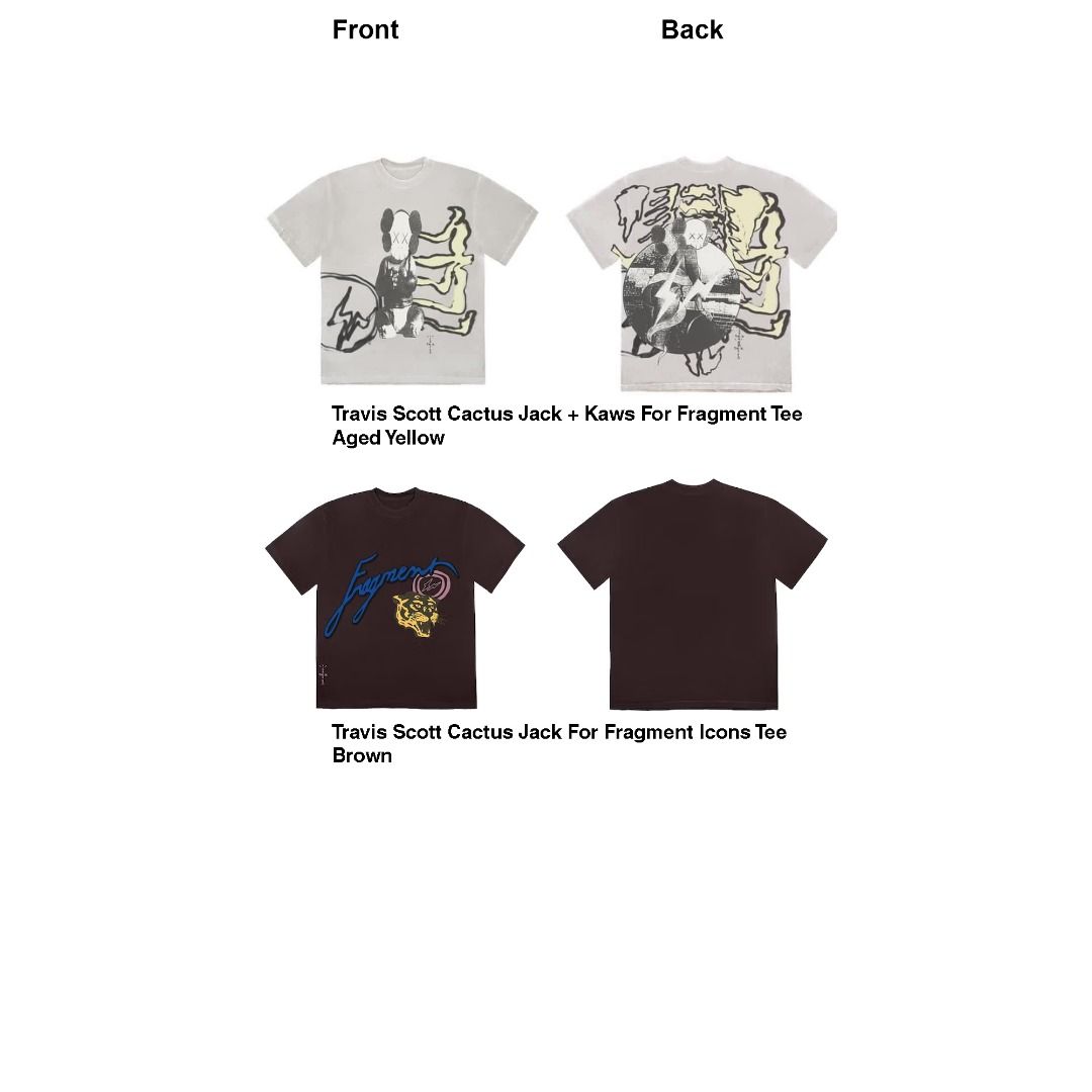 Travis Scott Cactus Jack + Kaws For Fragment Tee- Aged Yellow