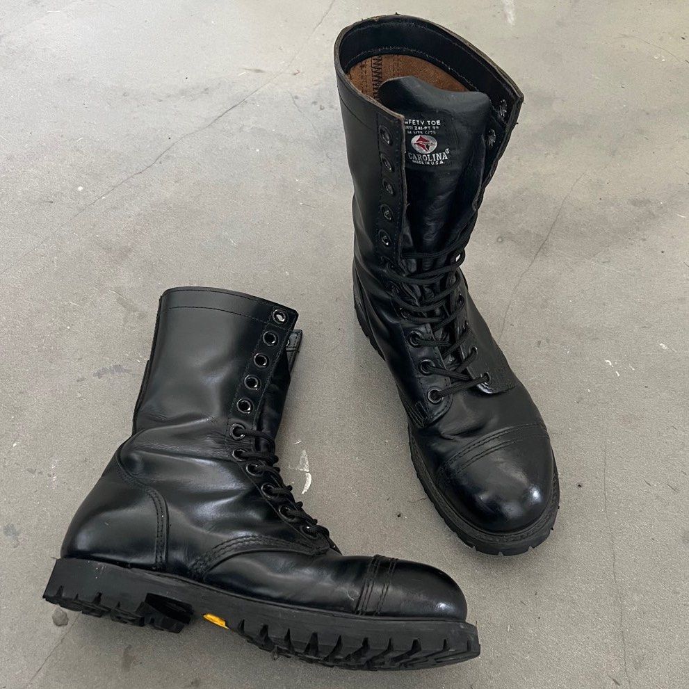 Vintage 90s Carolina Steel Toe Leather Boots Men s Fashion