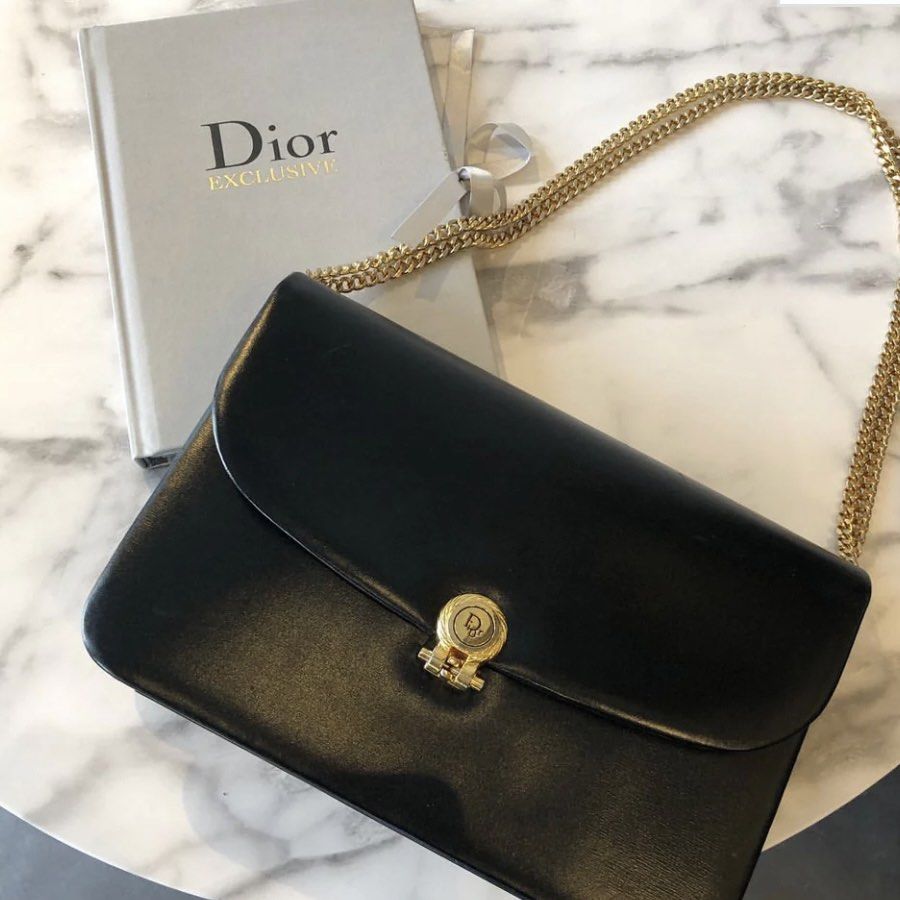 Christian Dior Vintage Black Calfskin Mini Crossbody Bag