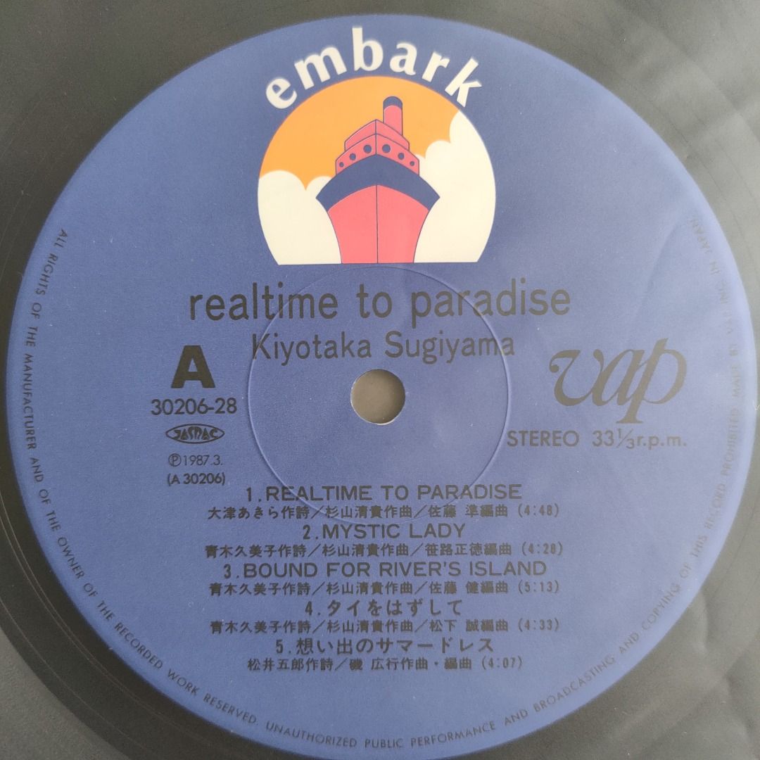 realtime to paradise 杉山 清貴/LPレコード - レコード