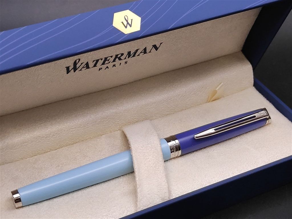 WATERMAN HÉMISPHÈRE系列雙藍色銀夾走珠筆(2179926)可刻字, 興趣及遊戲 