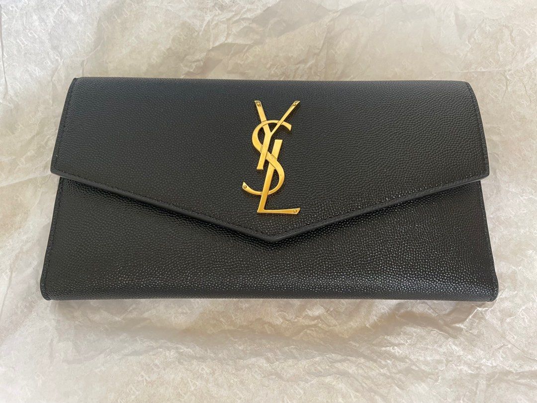 YSL UPTOWN LARGE WALLET IN GRAIN DE POUDRE EMBOSSED LEATHER