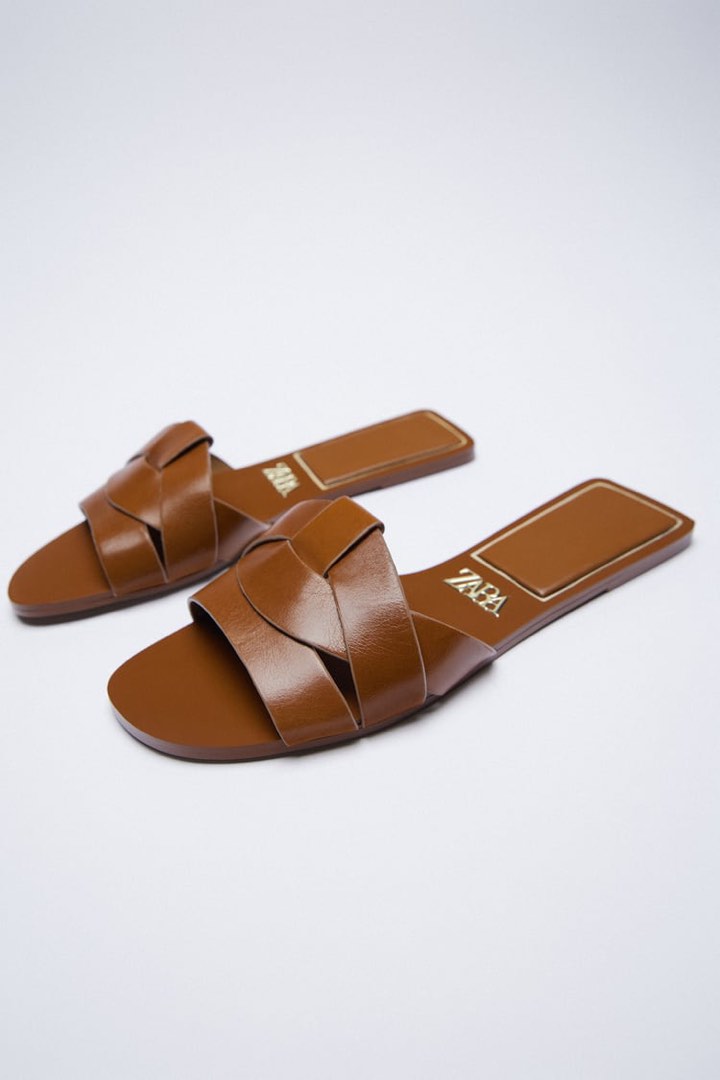 Zara hotsell tan sliders