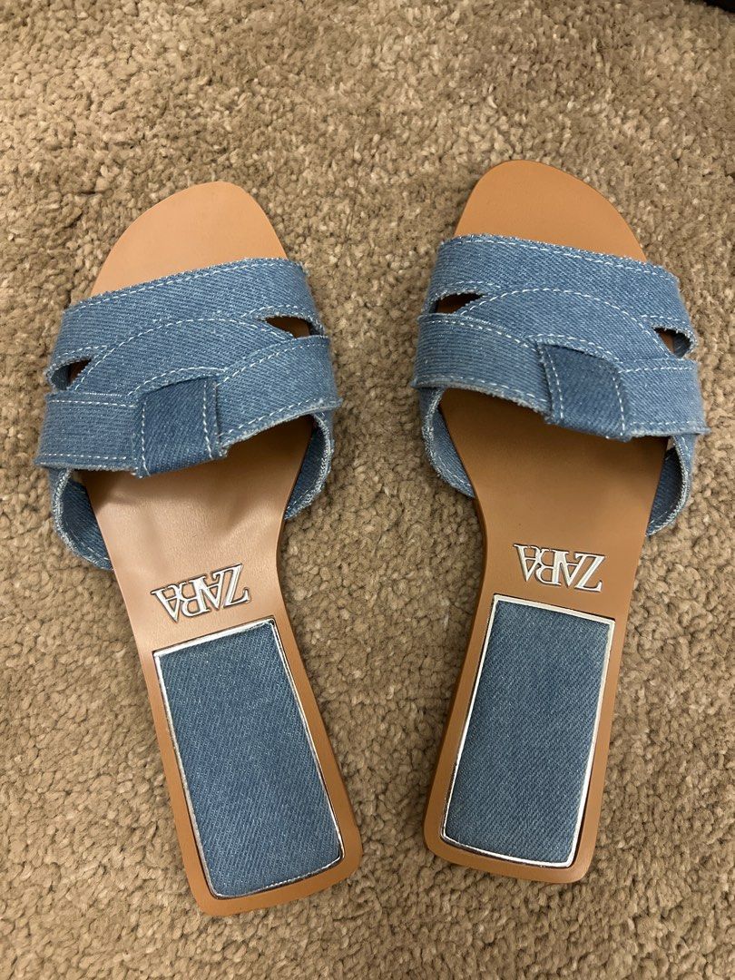 Denim deals flat sandals