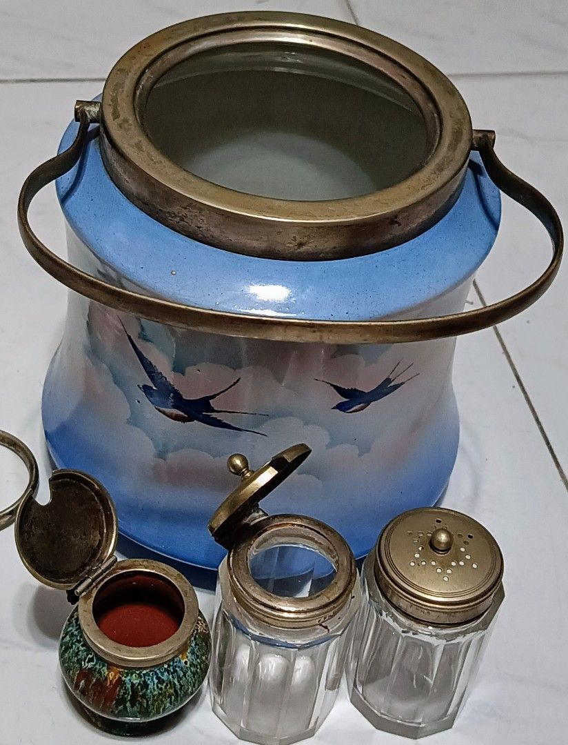 12pcs Assorted Antique/Vintage EPNS Kitchenware (Category: Cookware & Accessories) located in Las Pinas. Submitted by mirlynncurioshop (Listing ID 1228602911, Image 3). Description: 12pcs Assorted Antique/Vintage EPNS Kitchenware including a RARE Enamel Painted Ceramic Bucket with EPNS Rim and Handle. I also have an EPNS Cup/Mug cover, I will include that in the lot so you will receive 13 items all in all. GCash payment Shipping fee c/o buyer Loc