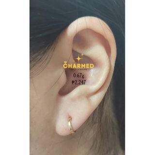 18K Saudi Gold Plain Huggies Earrings