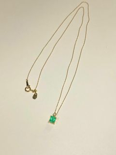 18k Yellowgold Colombian Emerald Diamond Necklace