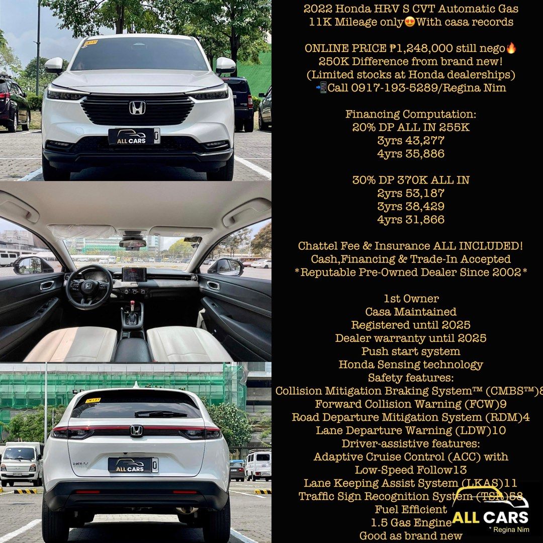 2022 Honda HRV S CVT Automatic Auto on Carousell
