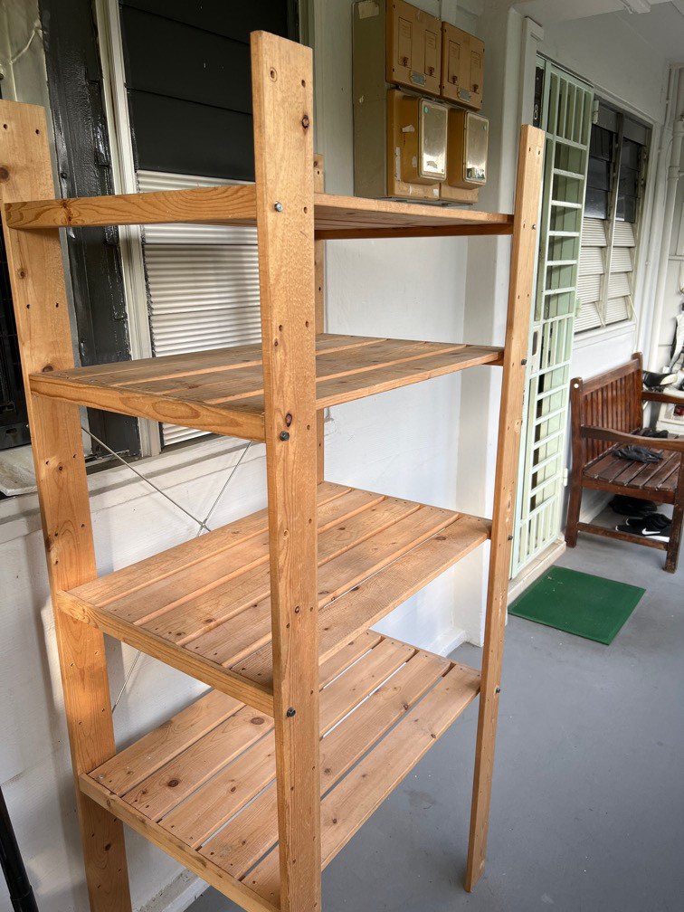 4 tier ikea Wooden Rack, Furniture & Home Living, Furniture, Shelves