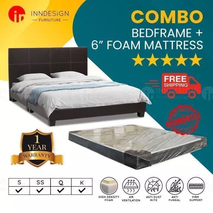 6 inches foam mattress + bed frame / mattress with bed, Furniture