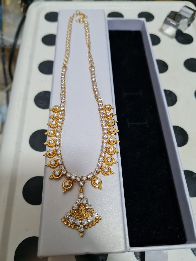 916 gold white stone necklace 19.40g Women s Fashion Jewelry