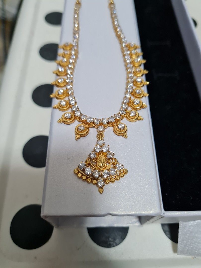 White stone gold necklace with price outlet