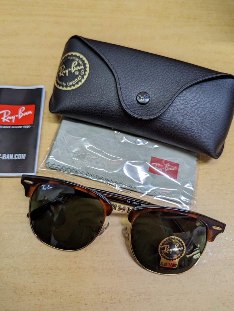 Authentic Ray Ban RB3016 ClubMaster David Beckham Inspired Authentic available in Black or Tortoise frame