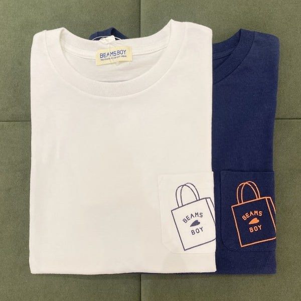 日本直送🇯🇵 BEAMS BOY / Shop Bag Logo Pocket T-shirt, 女裝, 上衣