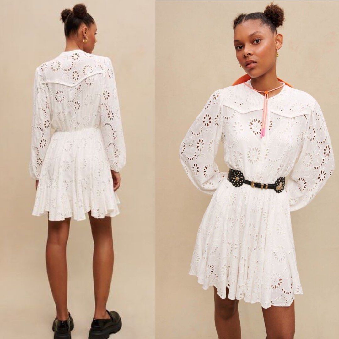 Maje Embroidered Ruffled Dress Women s Fashion Dresses Sets Dresses on Carousell