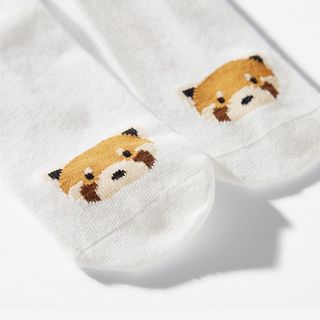 Red Panda redpanda Plush Embroidered Red Panda White Mid-Calf Socks [Children's Medium]64172662891651110