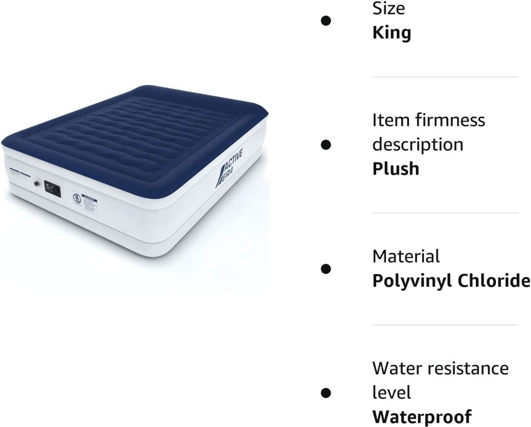 Active Era Luxury King Size Air Bed Elevated Inflatable Air Mattress Electric Built in Pump Raised Pillow Structured I Beam Technology Height