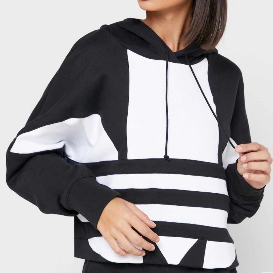 Women's adidas originals hotsell cropped large logo hoodi